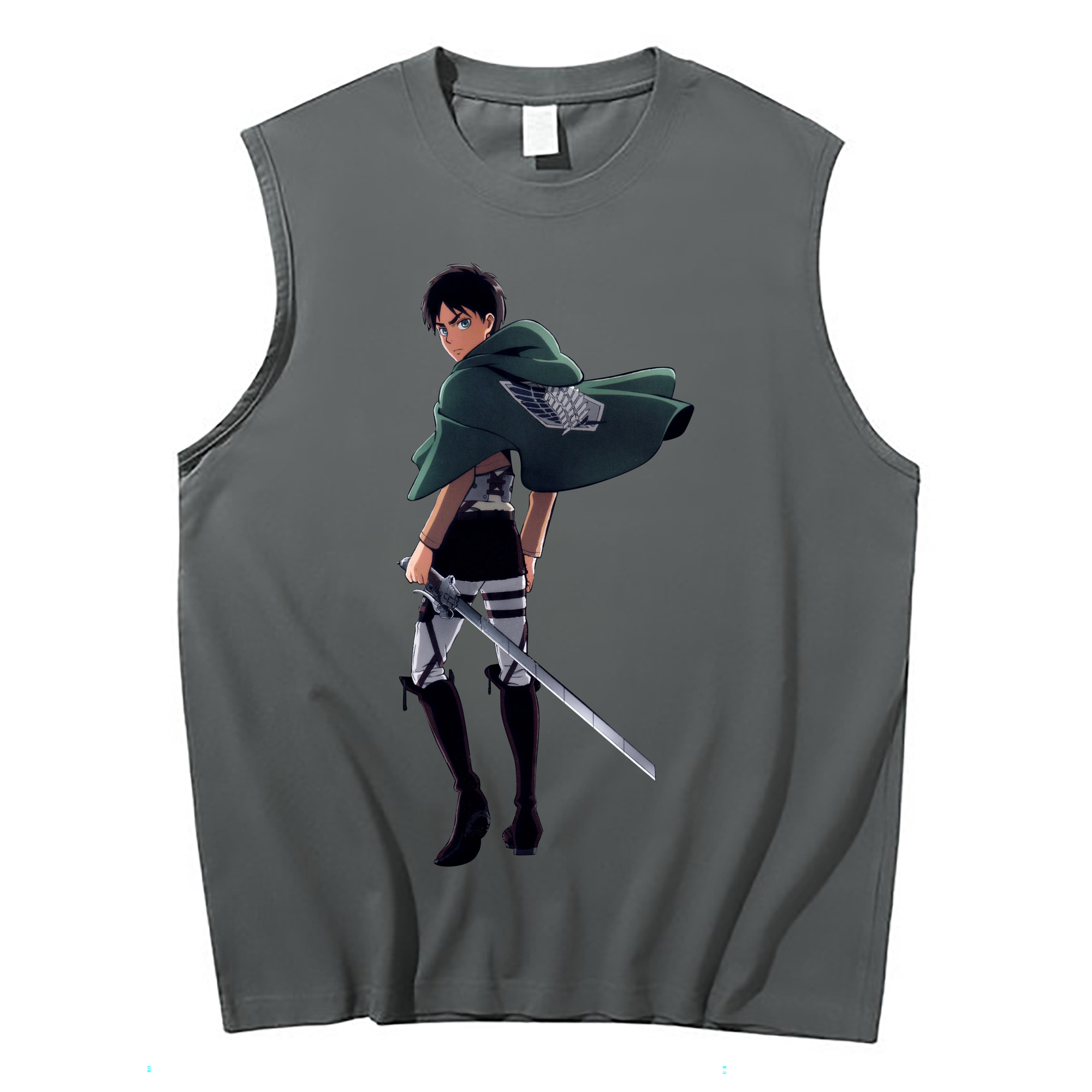 （画像用） 進撃の巨人 エレン･イェーガー Attack on Titan Eren Jäger コットン100％タンクトップ（フロントプリント）